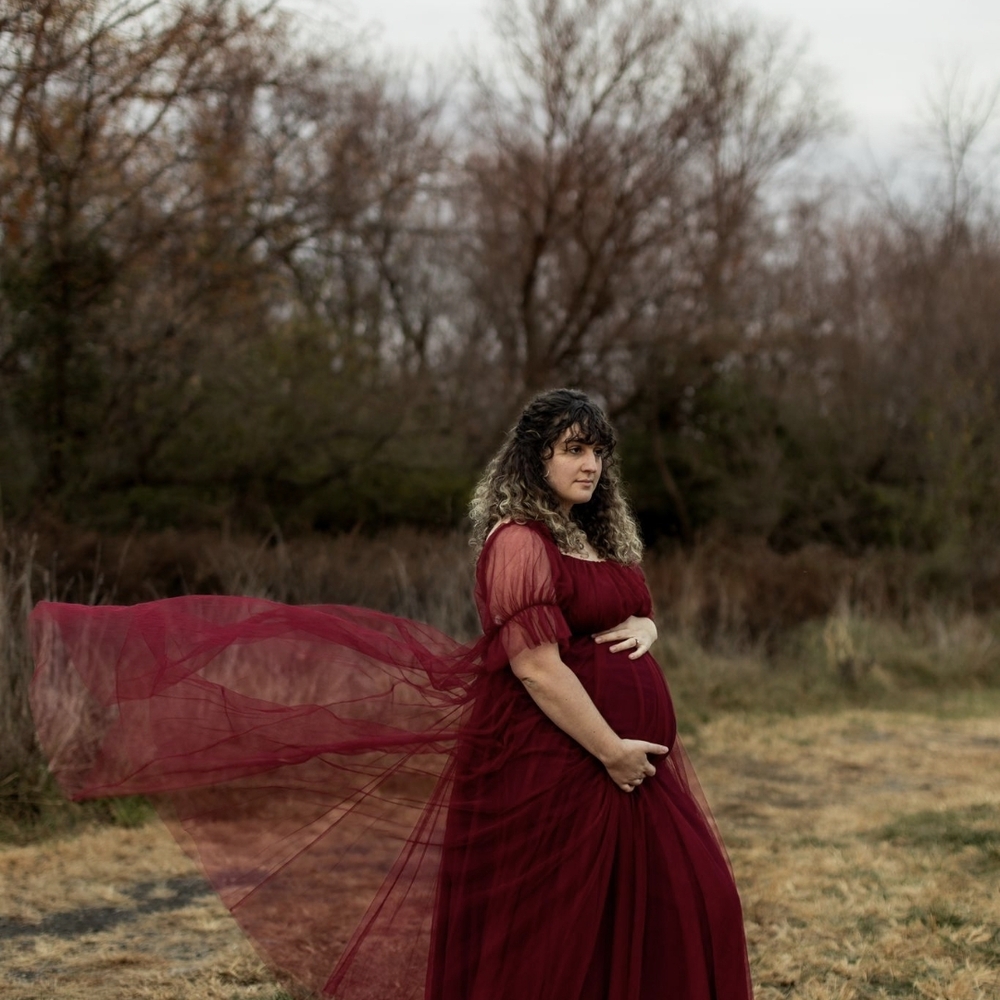 Ever Pretty Burgundy Maternity Dress